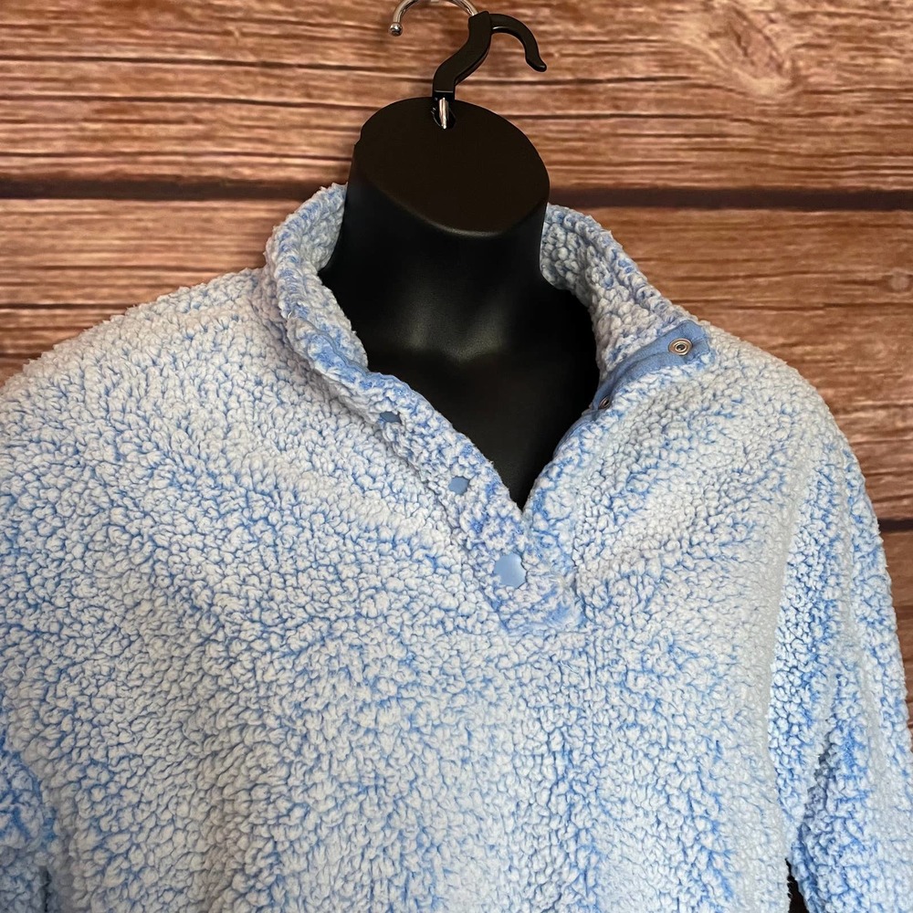 Oversized Cropped Teddy Sweater M PACSUN Pullover Long Sleeve Light Blue Soft - Picture 3 of 10